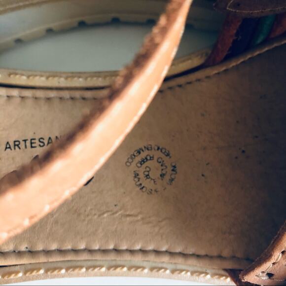 Galcer Mexican Women's 8 Leather Huarache Boho Platform Sandal Tan - Picture 6 of 12